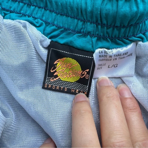 VINTAGE SUN SATIONS SPORTS WEAR BLUE SWIM SHORTS - L - Picture 13 of 15
